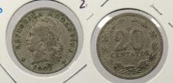 ARGENTINA: 1907 20 Centavos