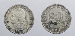 ARGENTINA: 1898 20 Centavos