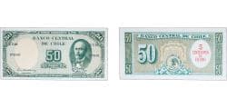 Chile Republic 1959 - 1964 5 Centesimos (Overprint on 50 Pesos P#121) Paper UNC P 126