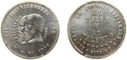 Bolivia Republic 1865 ½ Melgarejo Silver (.666) 10.1g XF Cleaned KM 145