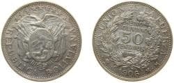 Bolivia Republic 1906 PTS MM ½ Boliviano / 50 Centavos Silver (.900) Potosi Mint (632006) 11.5g XF KM 175.1 Schön 7