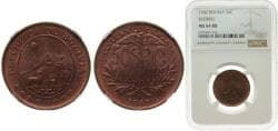 Bolivia Republic 1942 50 Centavos Brass (95% Copper, 5% Zinc) (5317155) 5.1g NGC MS 64 RB KM 182a Schön 13