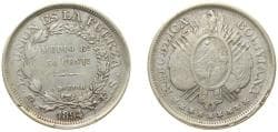 Bolivia Republic 1894 PTS ES ½ Boliviano / 50 Centavos Silver (.900) Potosi Mint 12.5g VF KM 161