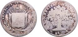 Costa Rica First Republic 1864 25 Centavos Silver (.750) (Copper .250) Casa Nacional de Moneda de Costa Rica Mint (222763) 5....