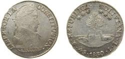 Bolivia Republic 1830 PTS JL 4 Soles Silver (.667) Potosi Mint 13.5g XF KM 96a