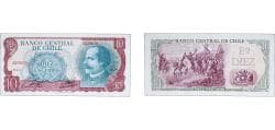 Chile Republic 1970 10 Escudos (red serial) Paper AU P 142 P 142A