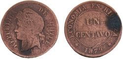 Chile Republic 1879 So 1 Centavo 4.7g