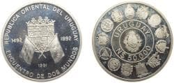 Uruguay Oriental Republic of Uruguay 1991 50 000 Nuevos Pesos (Ibero-American Series) Silver (.925) (70000) 27g PF KM 100 SA ...