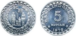 Indonesia Republic 1979 5 Rupiah (FAO) Aluminium (413200000) 1.4g UNC KM 43 Schön 33