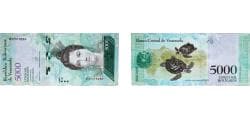 Venezuela Bolivarian Republic 2016 5000 Bolívares Paper UNC P 97 NCV bbcv5000bsf