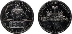 Haiti Second Republic 1977 50 Gourdes (1980 Moscow Olympics) Silver (.925) (3720) 21.45g PF KM 129