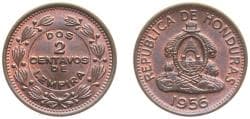 Honduras Republic 1956 2 Centavos Bronze (20000000) 3g BU KM 78 Schön 24