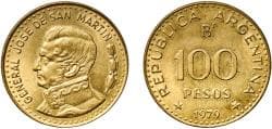Argentina Federal Republic 1979 BAˢ 100 Pesos (non-magnetic) Aluminium bronze (Cu 92 Al 8) Buenos Aires Mint (43389383) 8.14g...