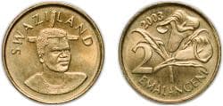 Kingdom of Swaziland (1968-2018) 2003 2 Emalangeni - Mswati III Brass 5g BU KM 46 Schön 51