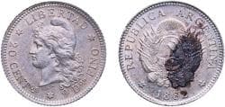 Argentina Federal Republic 1882 20 Centavos Silver (.900) (762027) 5.02g AU CJ 19