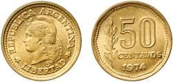 Argentina Federal Republic 1974 50 Centavos Aluminium bronze (Cu 92 Al 8) Buenos Aires Mint (64063000) 4.37g UNC KM 68 CJ 32...