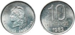 Argentina Federal Republic 1983 10 Centavos Aluminium Buenos Aires Mint (307512776) 1.53g UNC KM 89 CJ 368 Schön 89