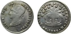 Bolivia Republic 1856 PTS MJ 4 Soles Silver (.667) Potosi mint 13.9g XF KM123.2