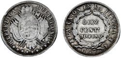 Bolivia Republic 1877 PTS FE 10 Centavos