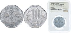Algeria Commune of Algiers 1916 10 Centimes (Alger Chamber of Commerce) Aluminium J. Bory Mint 1.85g NGC MS 63 KM TnA5