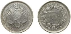 Bolivia Republic 1897 PTS CB ½ Boliviano / 50 Centavos Silver (.900) Potosi Mint (2311602) 12.5g XF KM 161.5