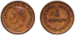 El Salvador Republic 1947 1 Centavo Brass (95% Copper, 5% Zinc) (5000000) 2.44g VF KM 135.1
