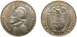 Panama Republic 1968 ½ Balboa Billon (.400 silver) (Copper .600) San Francisco Mint (1000000) 11.5g AU KM 12a.1