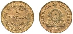 Honduras Republic 1975 5 Centavos Brass (20000000) 3.2g BU KM 72.2a Schön 36