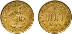 Argentina Federal Republic 1979 BAˢ 100 Pesos (Patagonia Conquest) Aluminium bronze (Cu 92 Al 8) Buenos Aires Mint (34132135)...