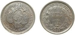 Bolivia Republic 1895 PTS ES ½ Boliviano / 50 Centavos Silver (.900) Potosi Mint (3386900) 12.5g XF KM 161.5
