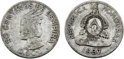 Honduras Republic 1937 50 Centavos