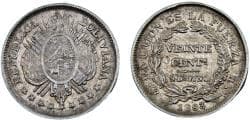 Bolivia Republic 1893 PTS CB 20 Centavos