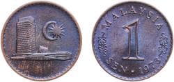Malaysia Federal elective constitutional monarchy 1973 1 Sen (magnetic) Copper clad steel Shah Alam Mint 1.96g UNC KM 1a Sch...