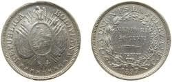 Bolivia Republic 1897 PTS CB ½ Boliviano / 50 Centavos Silver (.900) Potosi Mint (2311602) 12.5g AU KM 161.5