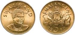 Kingdom of Swaziland (1968-2018) 1999 5 Emalangeni - Mswati III Brass 7.63g BU KM 47