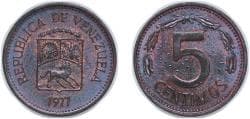 Venezuela Fourth Republic 1977 5 Céntimos "Puya" Copper clad steel (600000000) 1.97g UNC Y 49 NCV mv5cts-da