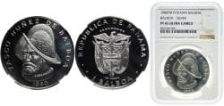 Panama Republic 1980 FM 1 Balboa Silver (.500) The Franklin Mint (2629) 20.74g NGC PF 65 KM 39.3