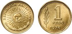 Argentina Federal Republic 1976 1 Peso Aluminium bronze Buenos Aires Mint (100075282) 5.05g UNC KM 69 CJ 326-328 Schön 69