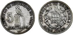 Guatemala Republic 1933 5 Centavos