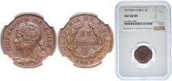 Chile Republic 1919 So 1 Centavo Copper Casa de Moneda de Chile Mint (173000) 3.5g NGC AU 58 KM 161
