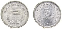 Nicaragua Republic 1987 5 Centavos Aluminium (38000000) 0.72g UNC KM 55 Schön 57