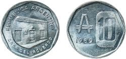 Argentina Federal Republic 1989 10 Australes Aluminium Buenos Aires Mint (99600000) 1.99g UNC KM 102 CJ 378 Schön 102