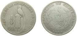 Guatemala Republic 1926 ¼ Quetzal Silver (.720) (Copper .280) Royal Mint (Tower Hill) (2000000) 8.33g VF KM 243