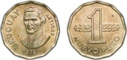 Uruguay Oriental Republic of Uruguay 1978 So 1 Nuevo Peso Aluminium bronze Casa de Moneda de Chile Mint (19940000) 11g UNC KM...