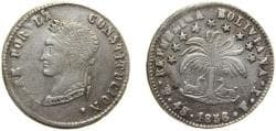 Bolivia Republic 1856 PTS FJ 4 Soles Silver (.667) Potosi Mint 13.5g XF KM 123.2
