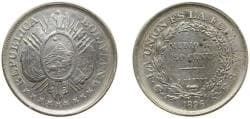 Bolivia Republic 1896 PTS ES ½ Boliviano / 50 Centavos Silver (.900) Potosi Mint (2975738) 12.5g XF KM 161.5