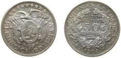 Bolivia Republic 1903 PTS MM ½ Boliviano / 50 Centavos Silver (.900) Potosi Mint (687898) 11.5g AU KM 175.1 Schön 7