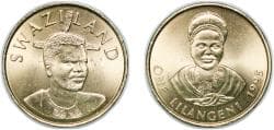 Kingdom of Swaziland (1968-2018) 1995 1 Lilangeni - Mswati III (2nd portrait) Brass 9.44g BU KM 45 Schön 50