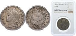 Dominican Republic Second Republic 1897 A ½ Peso Billon (.350 silver) (Copper .650) Philadelphia Mint (916704) 12.5g NGC XF 4...
