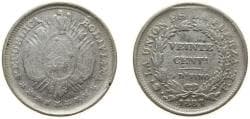 Bolivia Republic 1887 PTS FE 20 Centavos Silver (.900) Potosi Mint 4.6g VF KM 159.2 Schön 3